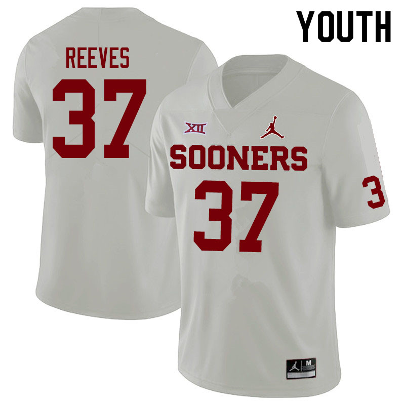Jordan Brand Youth #37 Easton Reeves Oklahoma Sooners College Football Jerseys Sale-White - Click Image to Close